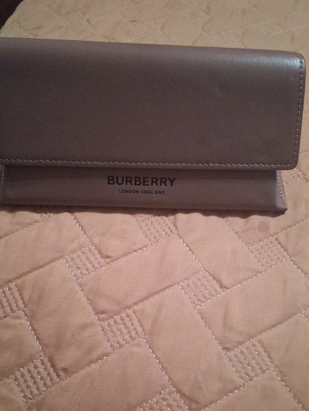 Burberry Taupe Brown Leather Foldover Eyeglass Case